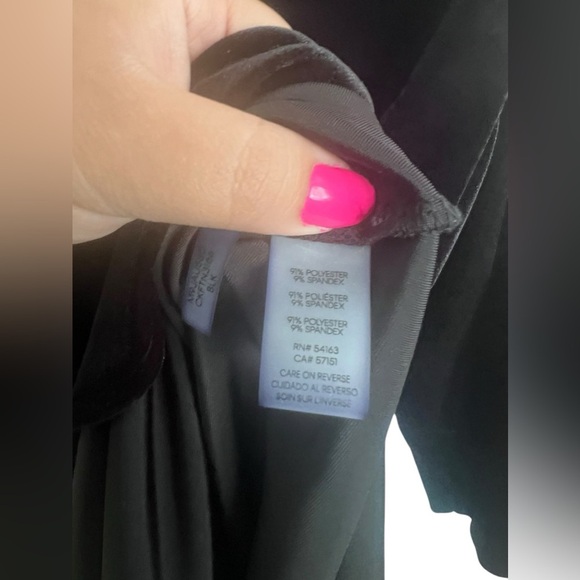 Calvin Klein Blouse Size Large Black Velvet Button Up Whimsigoth Witchy Holiday - Picture 12 of 12